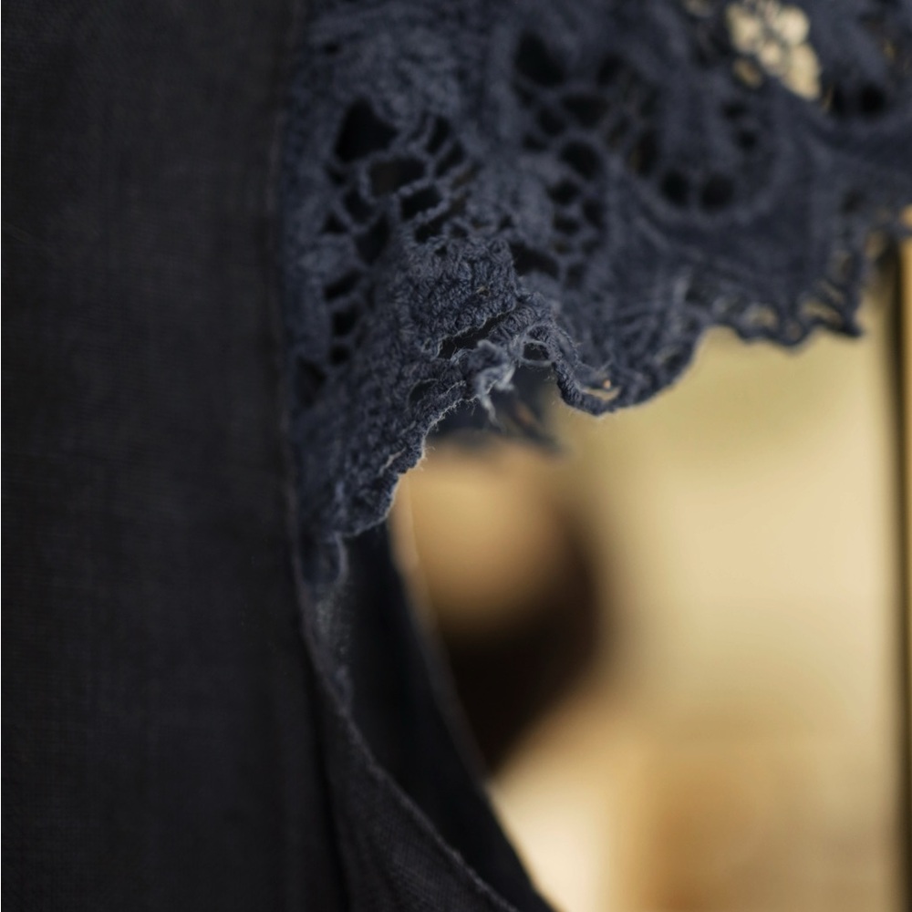 Navy 100% Linen Dress - Picture 3 of 8